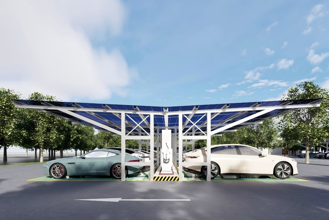 Charging canopy with twin charger posts