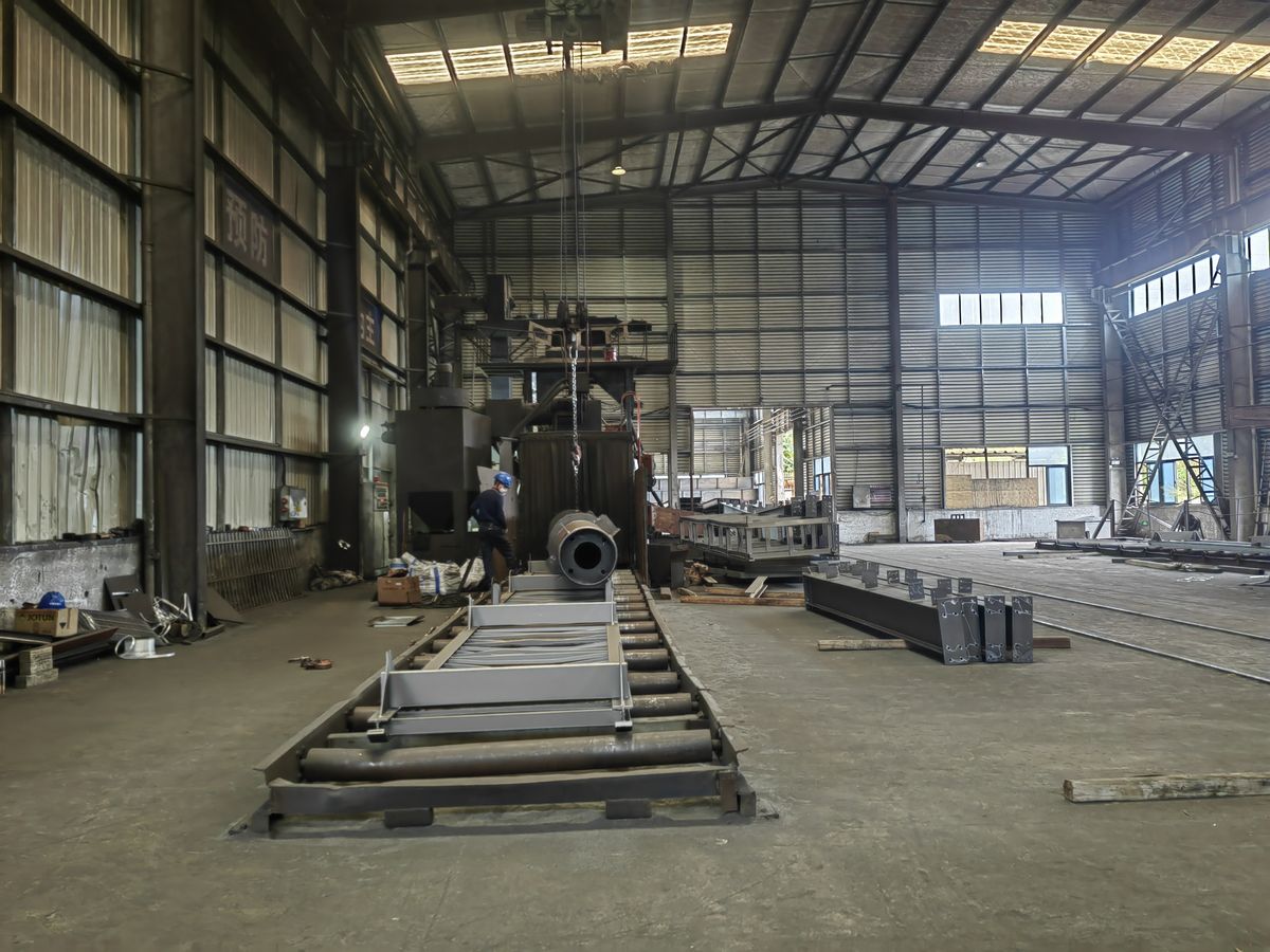 Shot blasting line for steel surface preparation